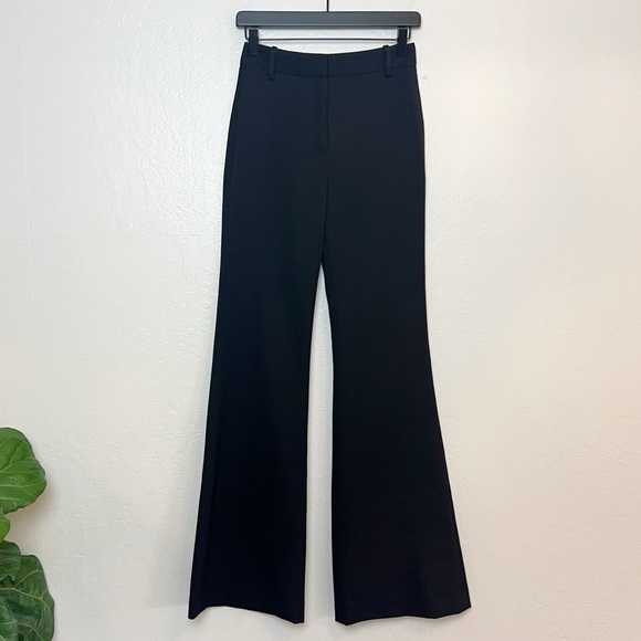 •NILI LOTAN• NWOT Black Arielle High Rise Flare Leg Wool Trouser Pant Size 0 - Picture 2 of 15